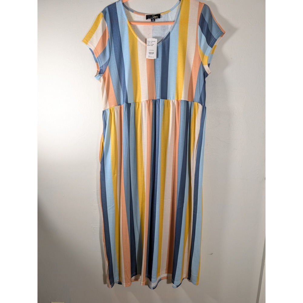 Suzanne Betro, Stripes, Pockets, Casual, Short Sleeve XL NEW - Picture 2 of 8